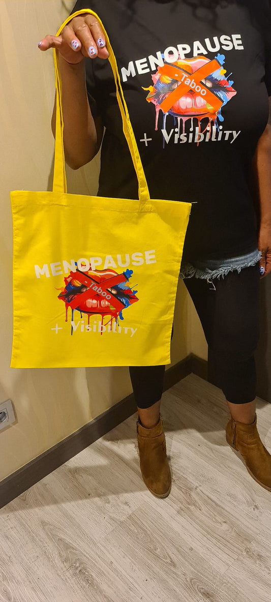 Oferta combo : camiseta  menopause + vsibility-taboo y bolso tote